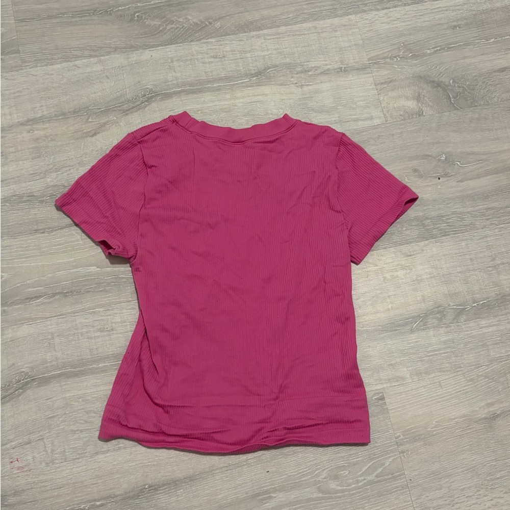 Pink Ribbed Women's Top - Picture 2 of 2